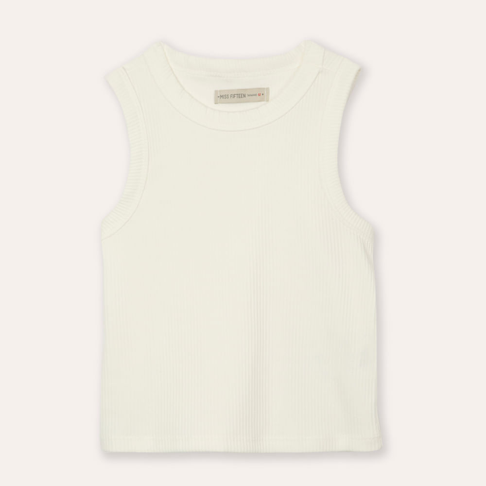 Regata cropped de algodão juvenil off white