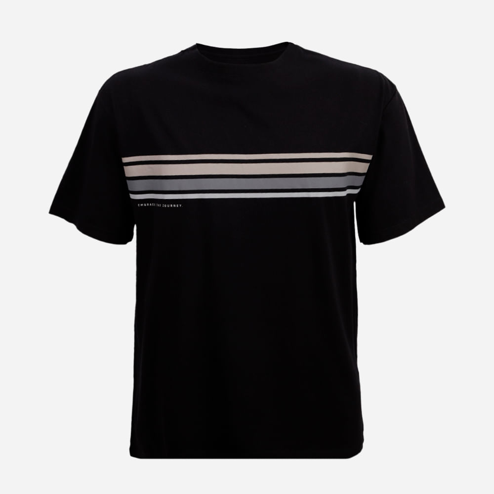 Camiseta juvenil de algodão com listras preta