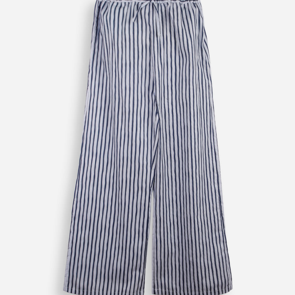 Calça pijama juvenil de algodão listrada colorido