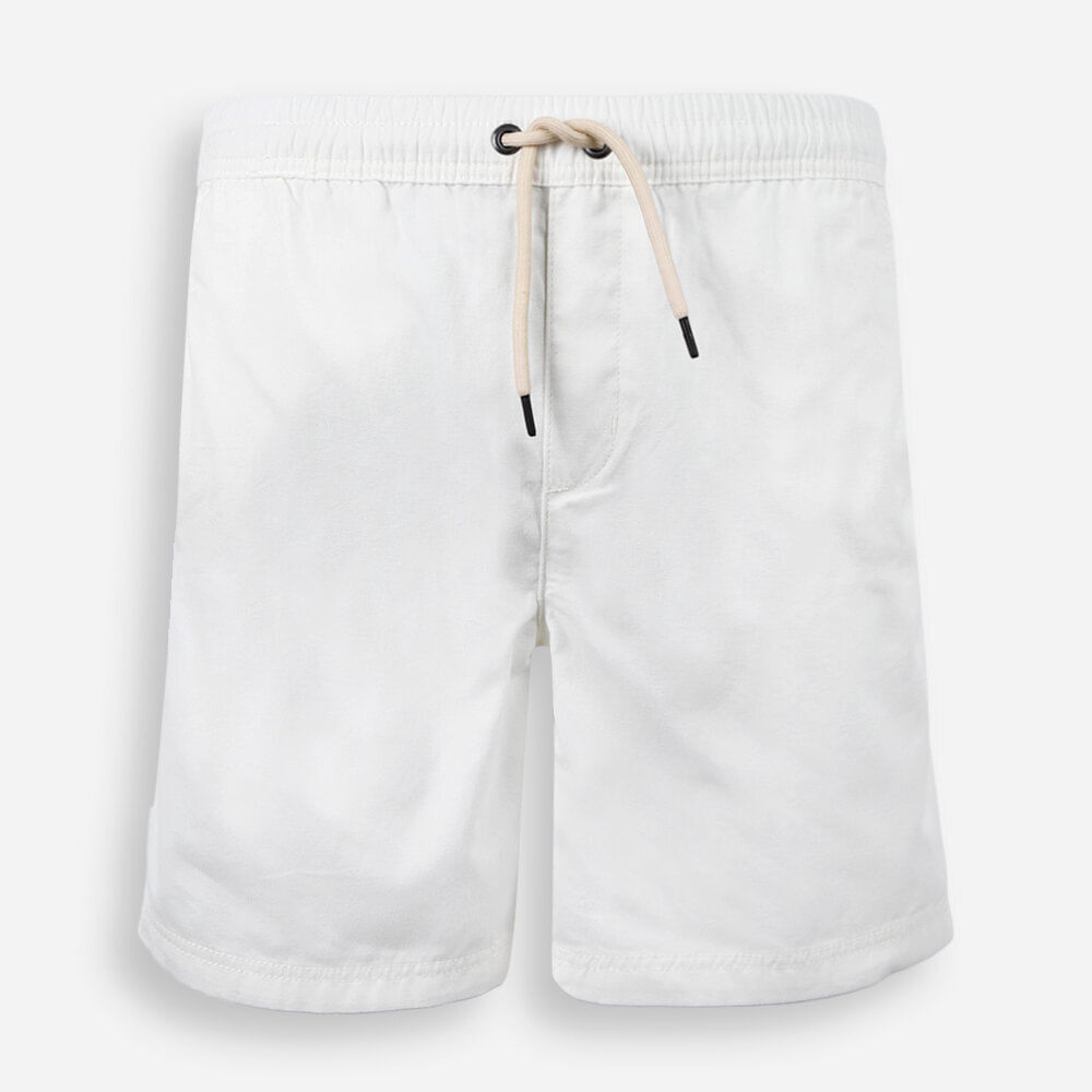 Bermuda reta juvenil de sarja cós elástico off white