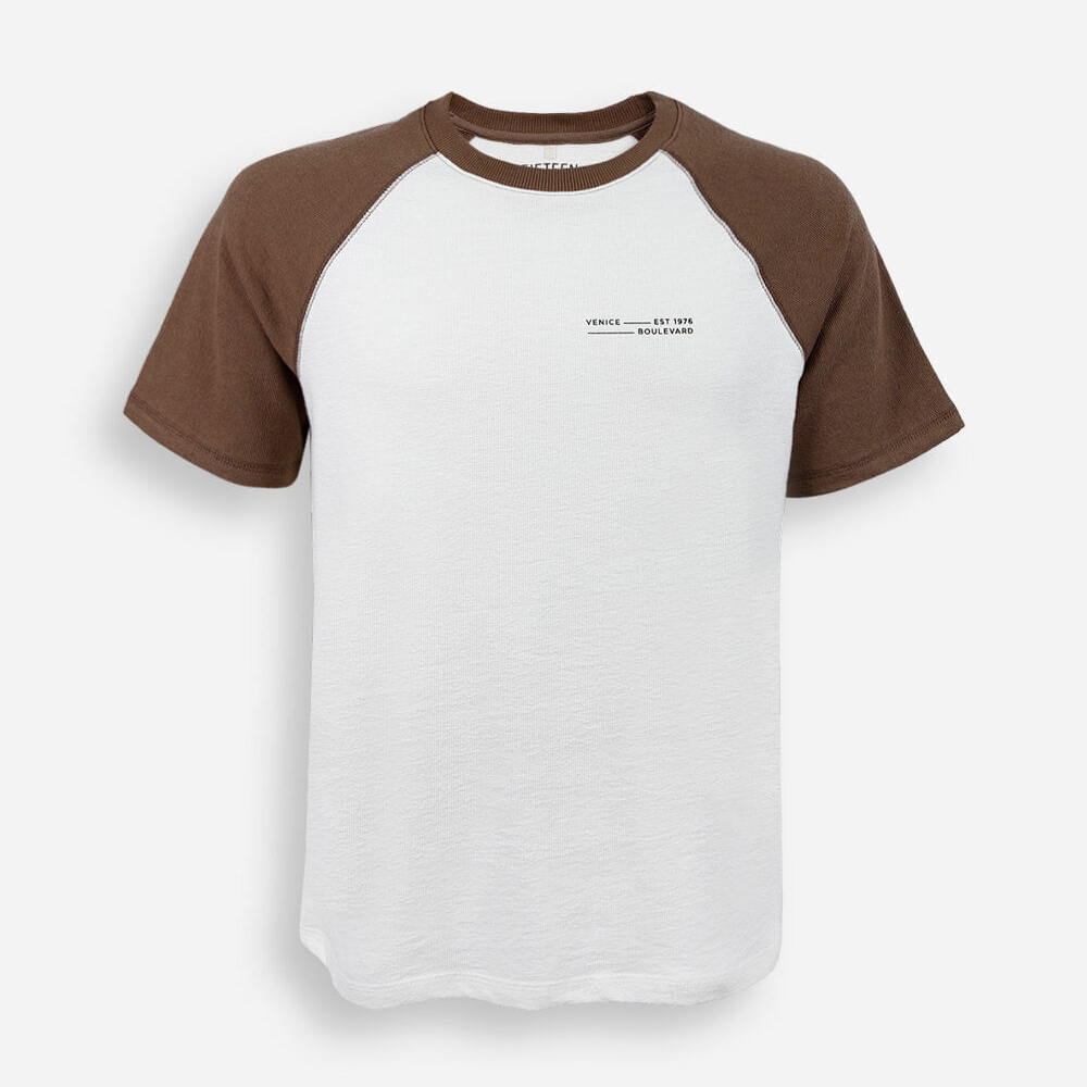Camiseta juvenil de algodão manga raglan off white