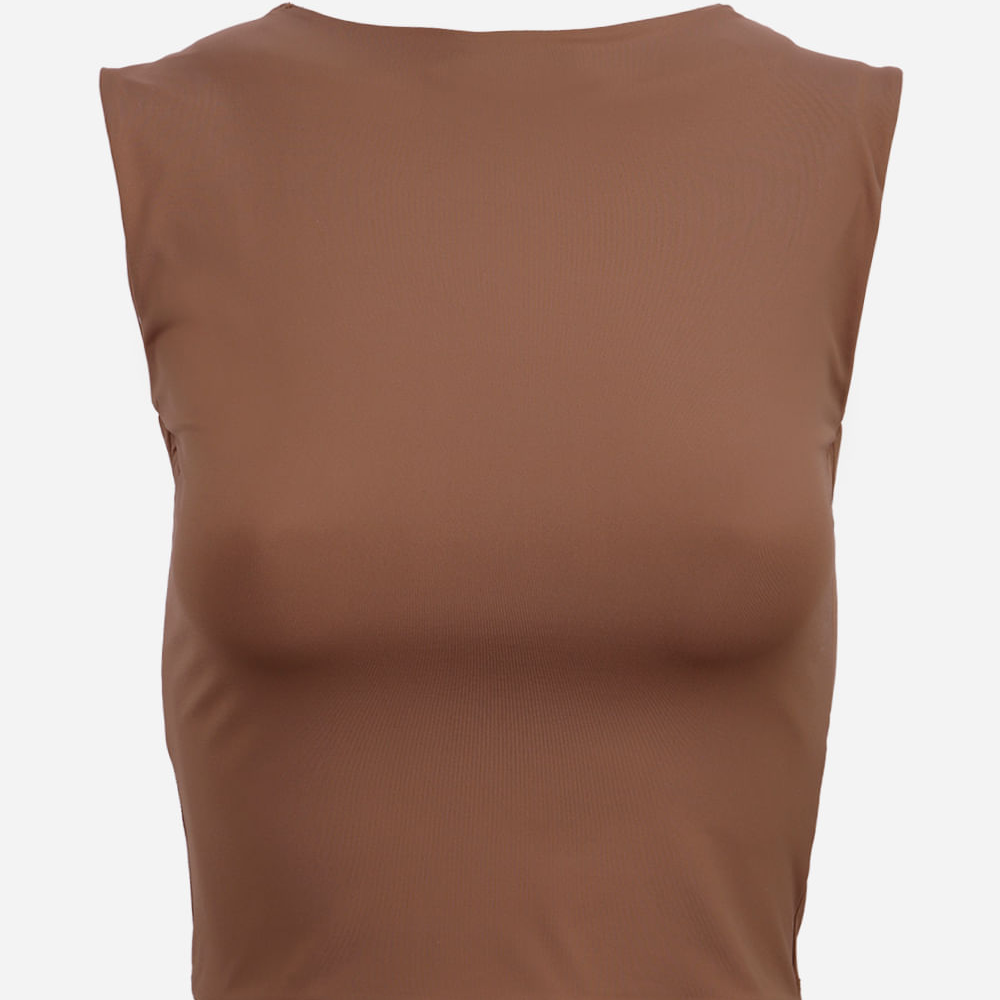 Blusa juvenil de poliamida marrom Blusa juvenil de poliamida marrom