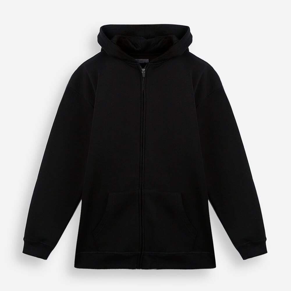 Blusão de moletom juvenil com zíper preto