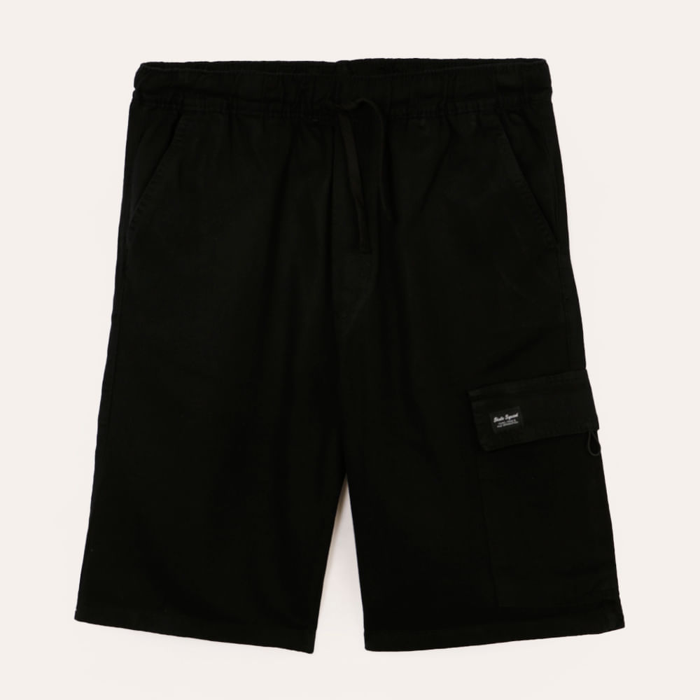 Bermuda de sarja juvenil bolso cargo preta Bermuda de sarja juvenil bolso cargo preta