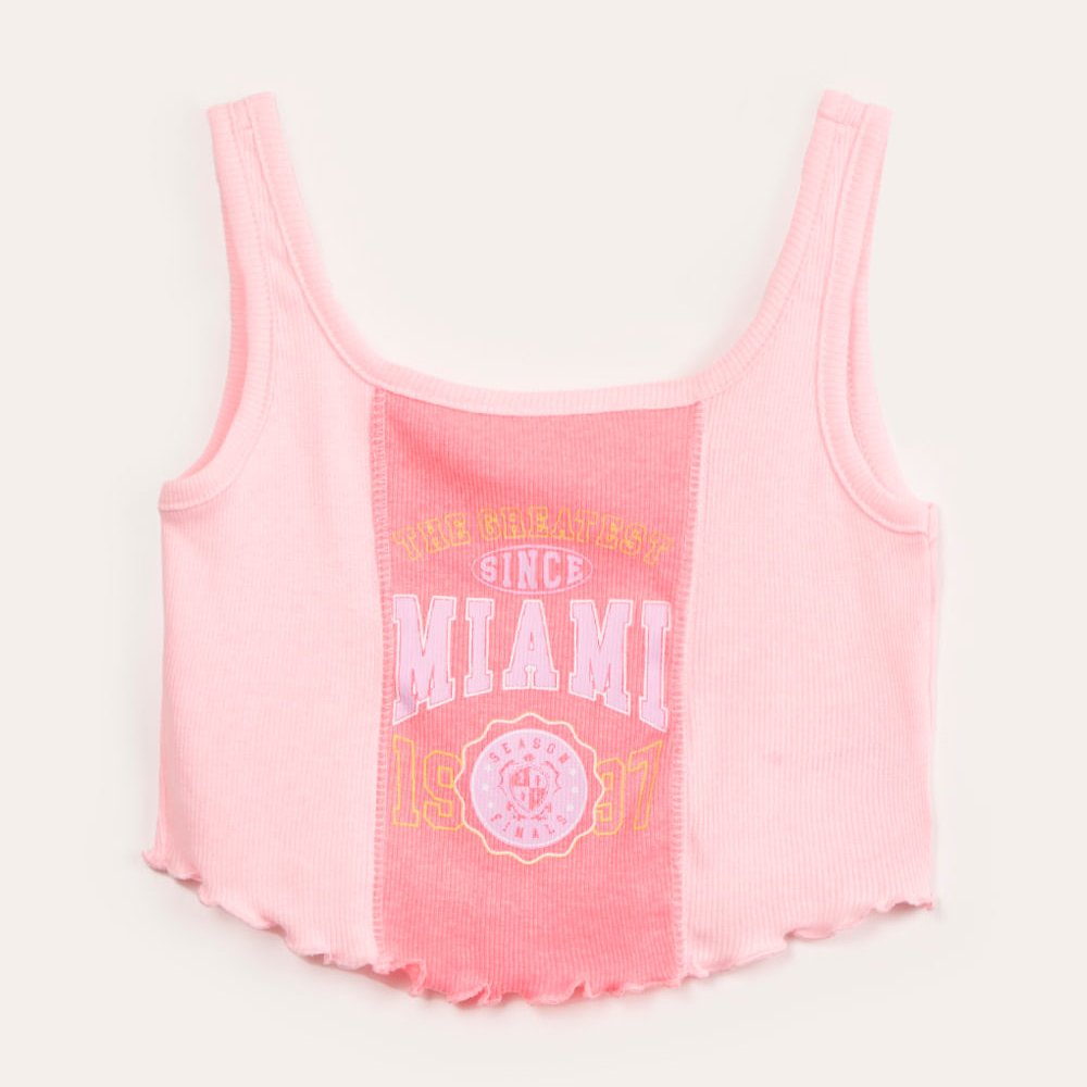 Blusa juvenil cropped recortes miami multicor Blusa juvenil cropped recortes miami multicor