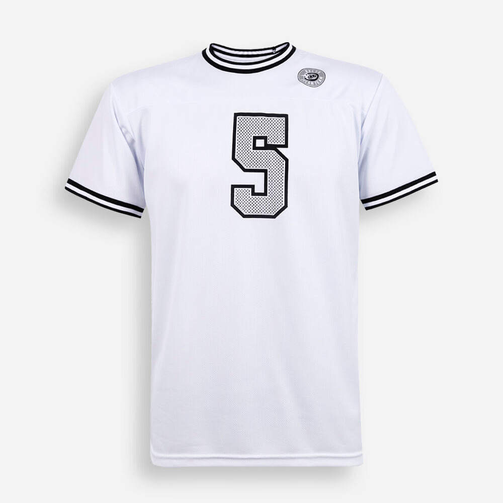 Camiseta juvenil com recorte estampada oversized branca Camiseta juvenil com recorte estampada oversized branca