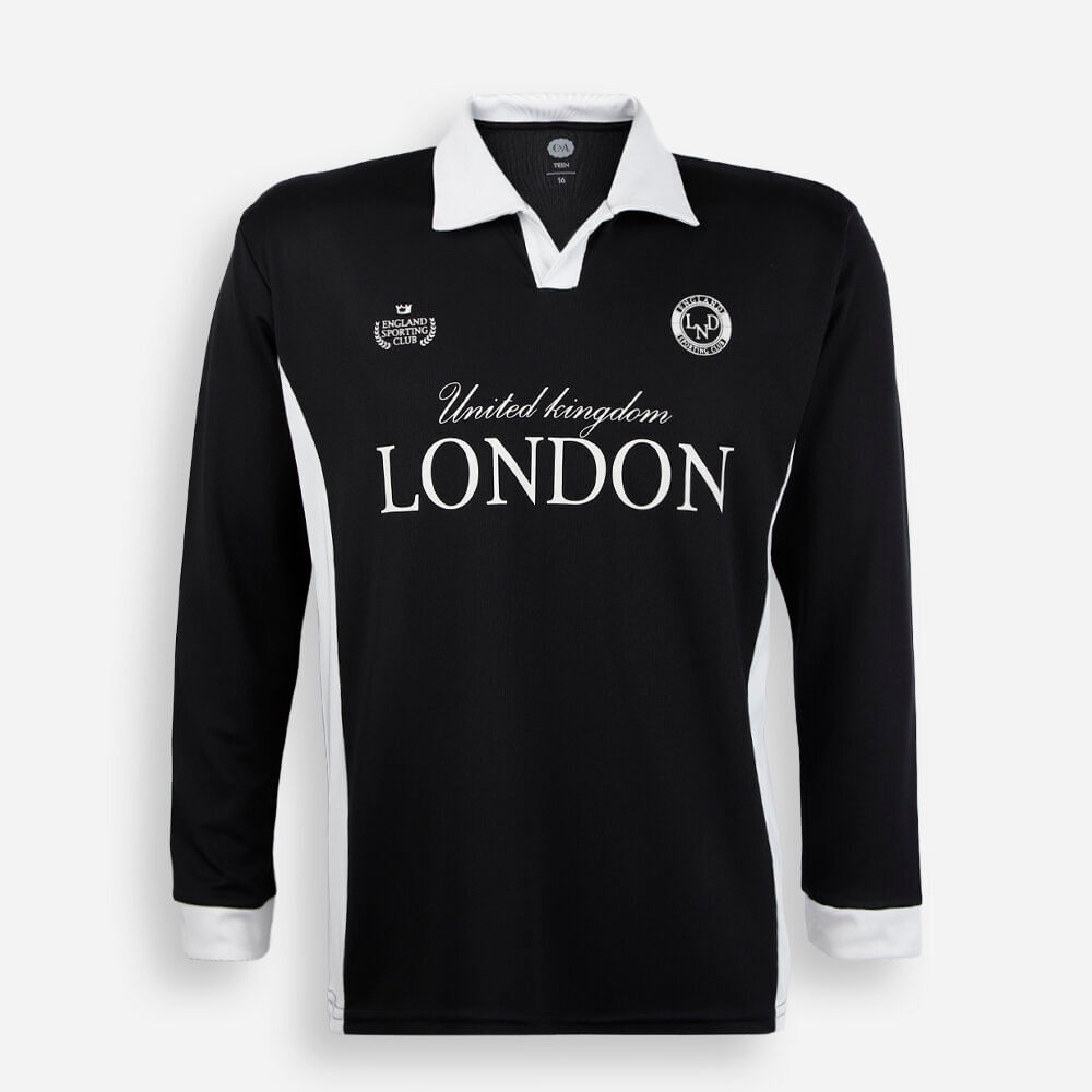 Camiseta juvenil com gola manga longa estampada preta