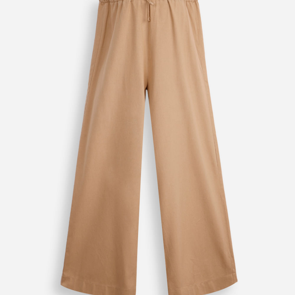 Calça pijama juvenil com linho básica bege Calça pijama juvenil com linho básica bege