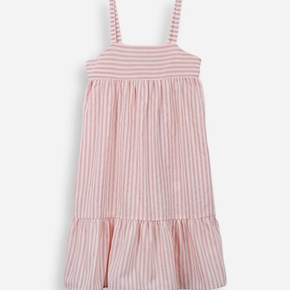 Vestido infantil evase listras rosa Vestido infantil evase listras rosa