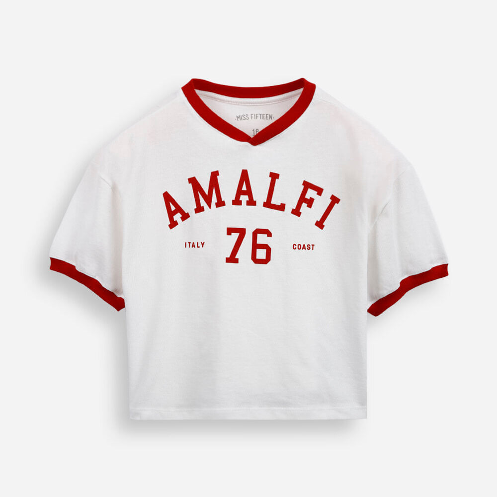 Camiseta juvenil cropped amalfi off white