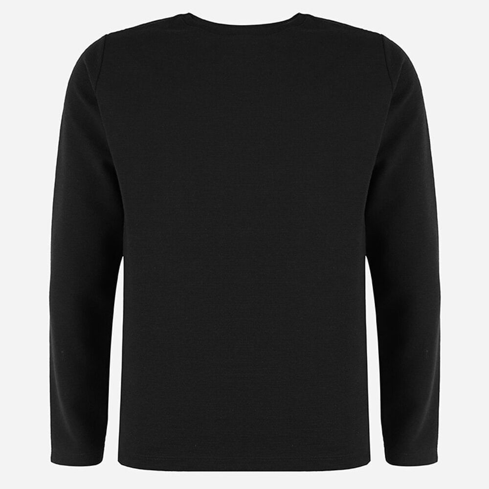 Blusa juvenil manga longa canelada preta