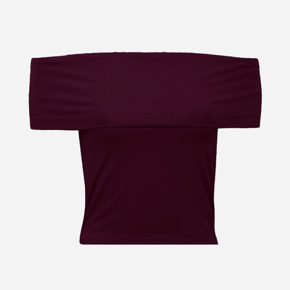 Blusa juvenil ombro a ombro de poliamida vinho