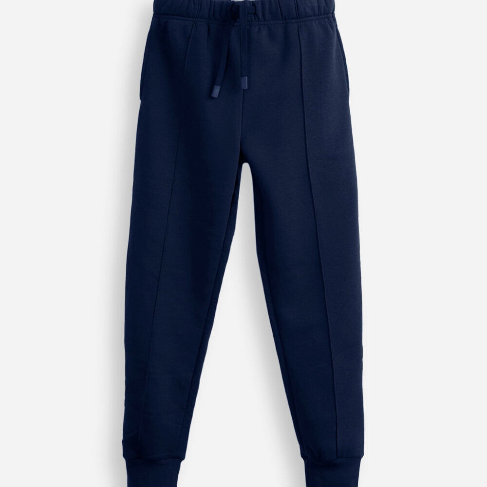 Calça jogger juvenil de moletom com nervura azul Calça jogger juvenil de moletom com nervura azul