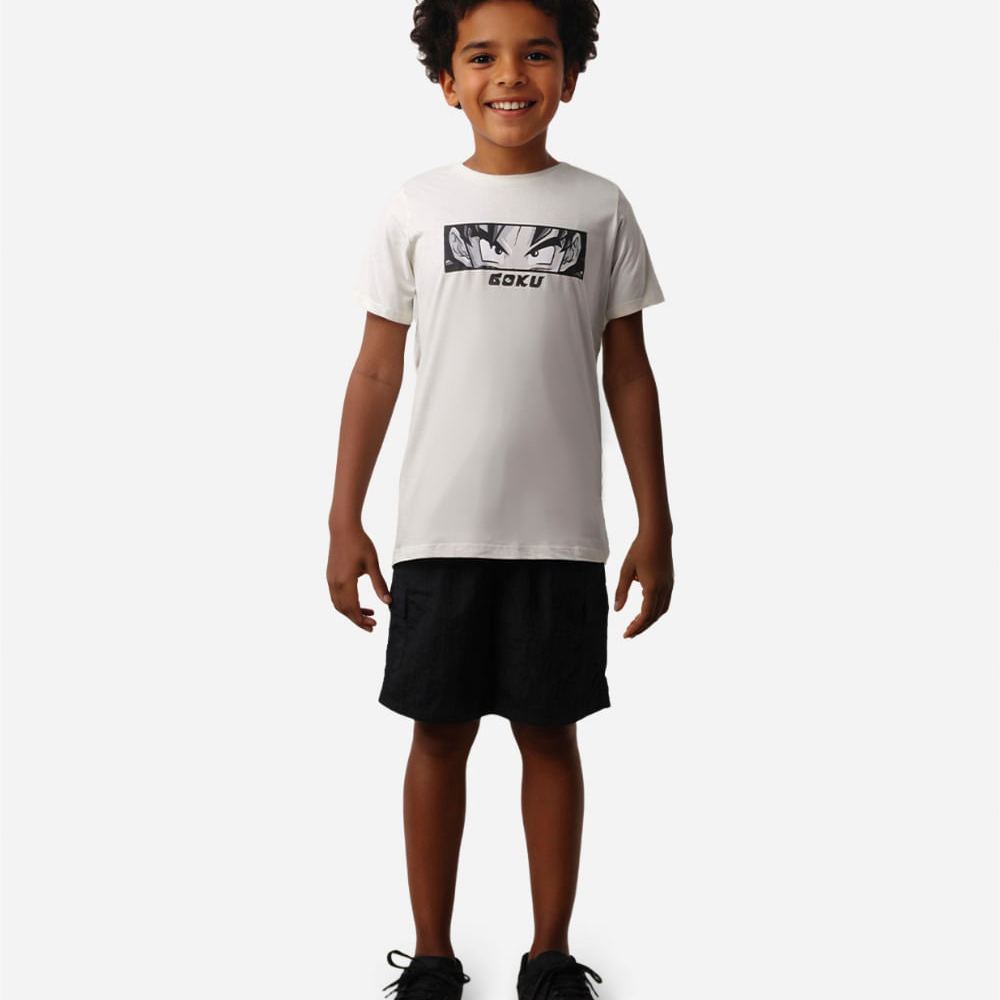 Camiseta juvenil de algodão goku bege