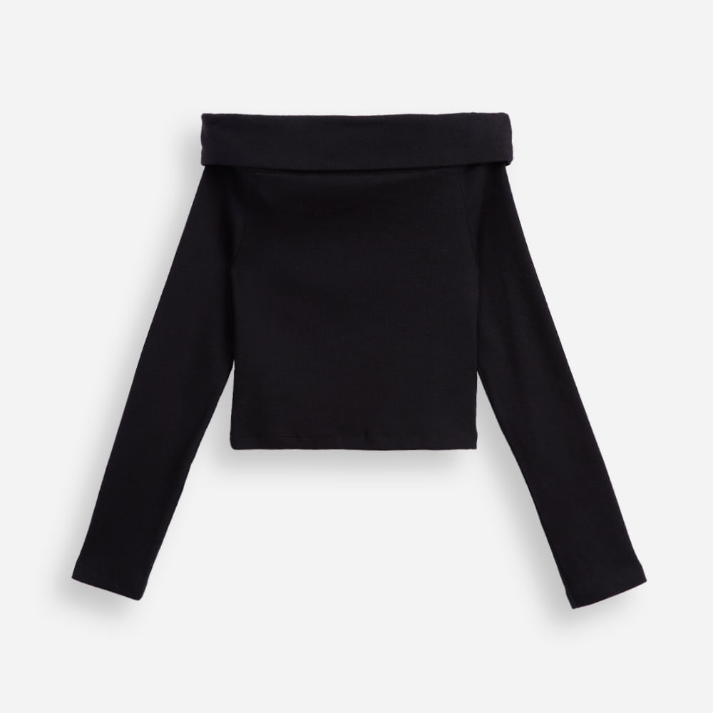 Blusa juvenil manga longa algodão preto Blusa juvenil manga longa algodão preto