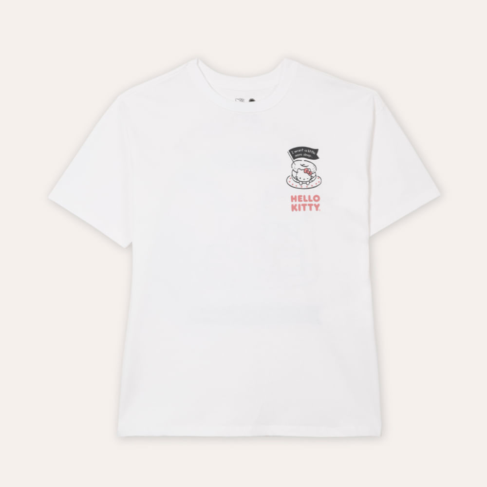 Camiseta oversized juvenil hello kitty off white