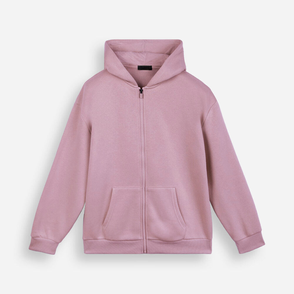 Blusão de moletom juvenil com zíper rosa