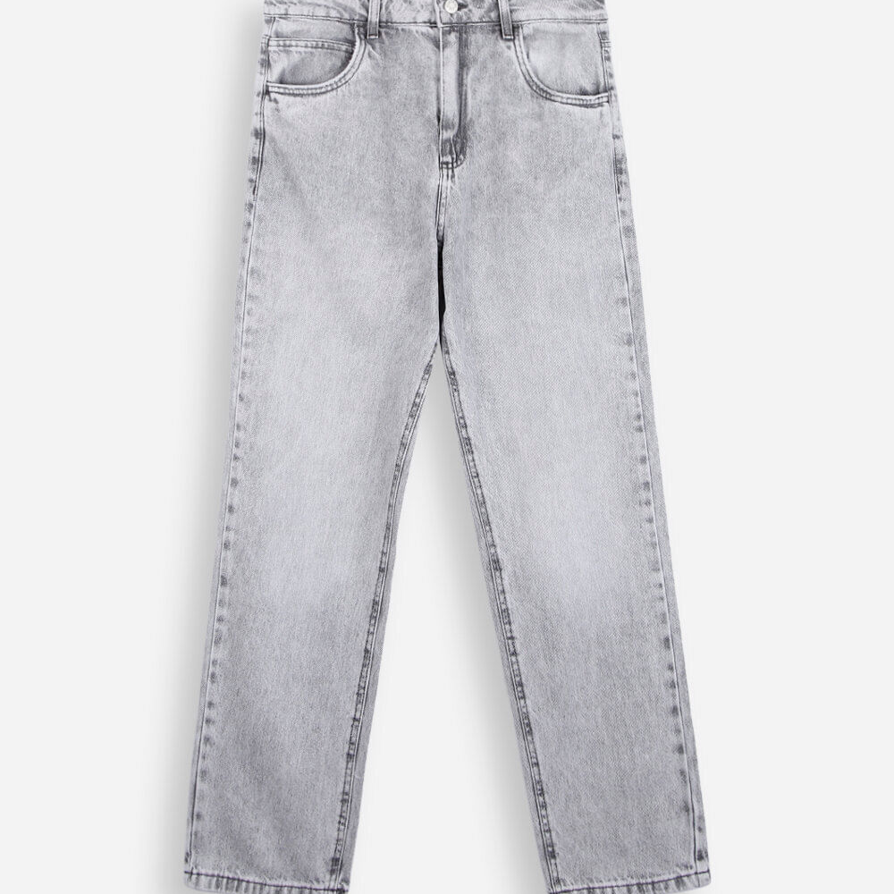 Calça mom juvenil jeans cinza