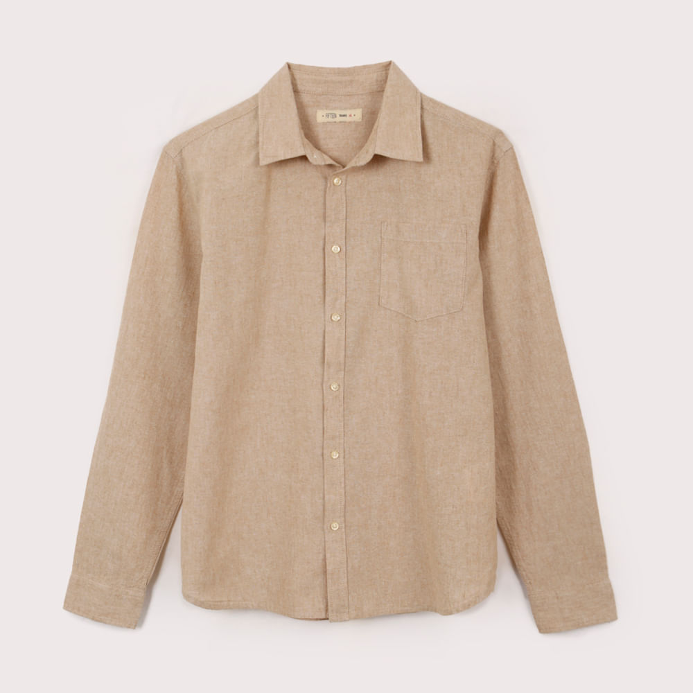 Camisa com linho juvenil bege