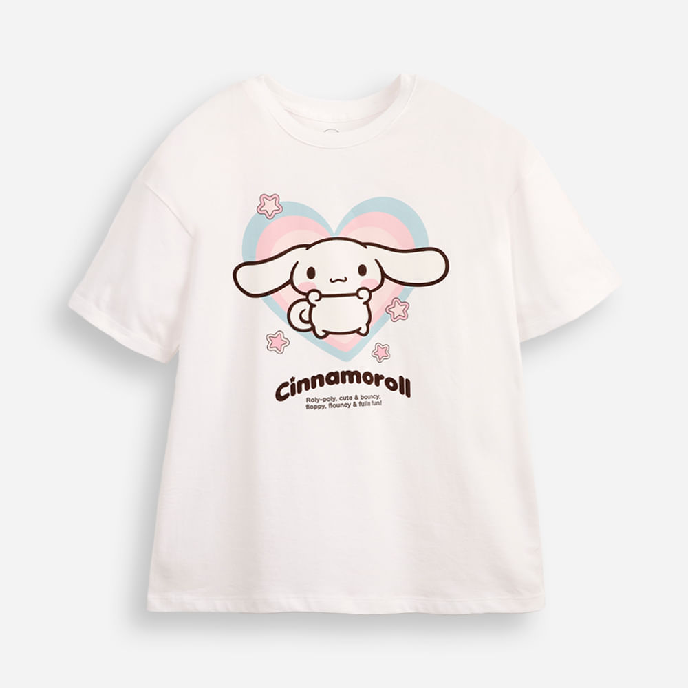 Camiseta infantil oversized cinnamoroll off white Camiseta infantil oversized cinnamoroll off white