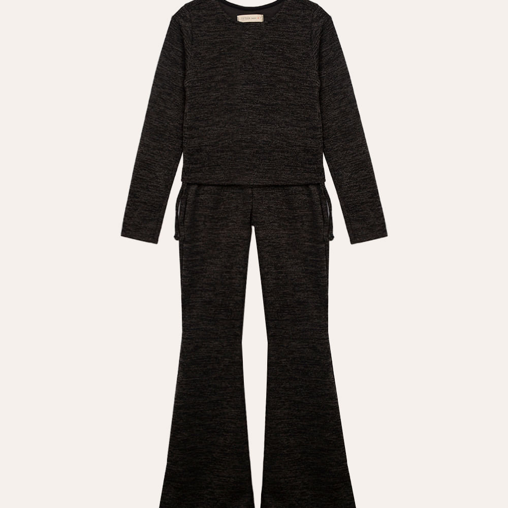Conjunto canelado juvenil preto