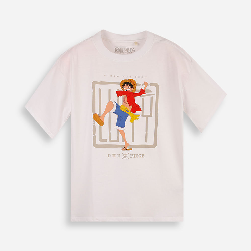 Camiseta juvenil one piece luffy off white