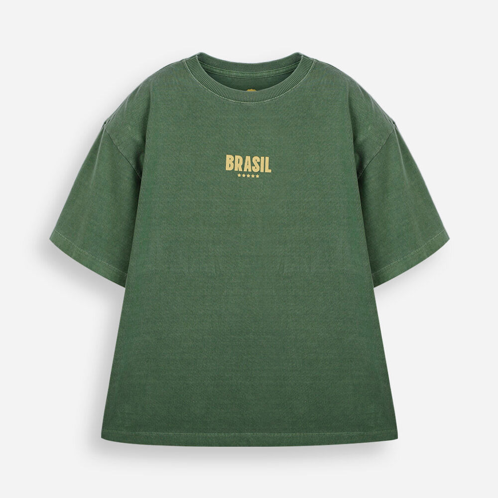 Camiseta juvenil de algodão manga curta brasil verde