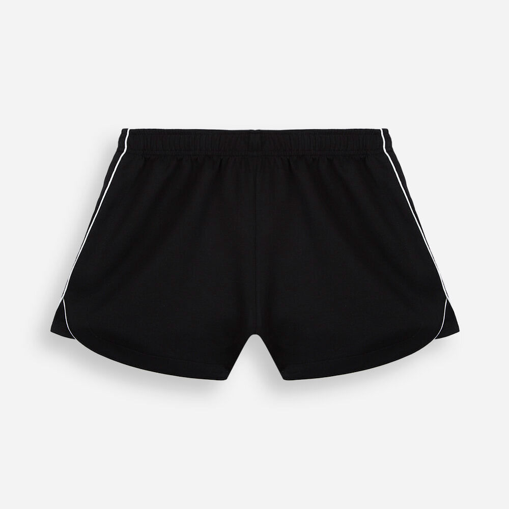 Short esportivo juvenil de moletom com nervuras preto