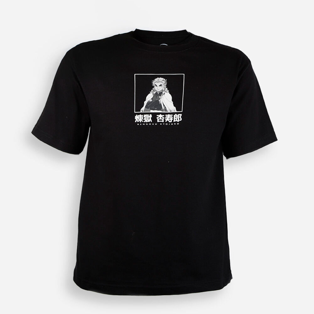 Camiseta juvenil de algodão demons slayer preta