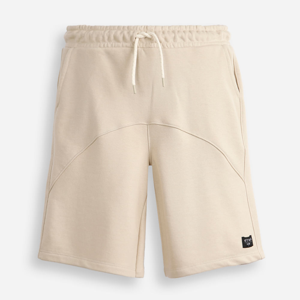 Short de moletom juvenil com recorte bege