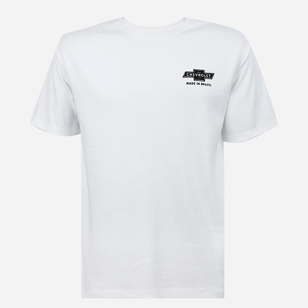 Camiseta juvenil de algodão chevrolet monza off white