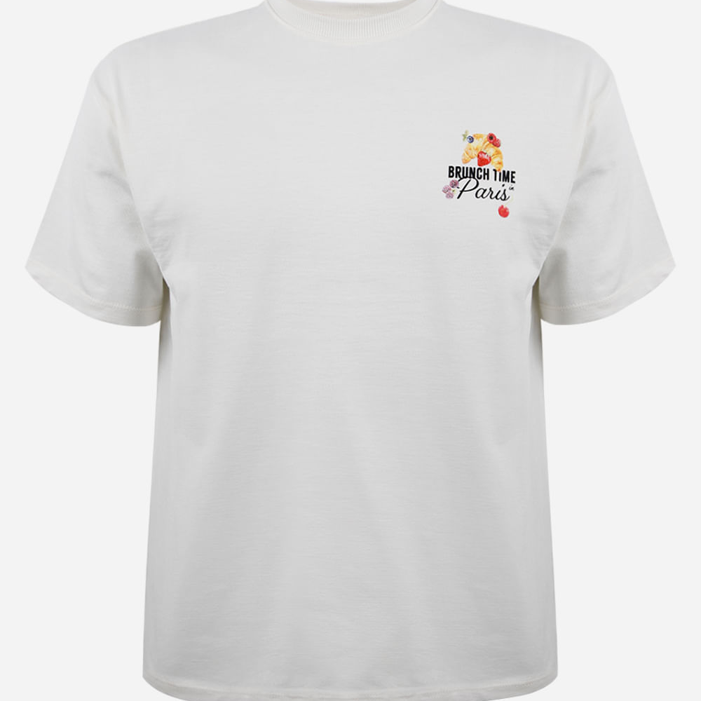 Camiseta juvenil de algodão lover croissant off white