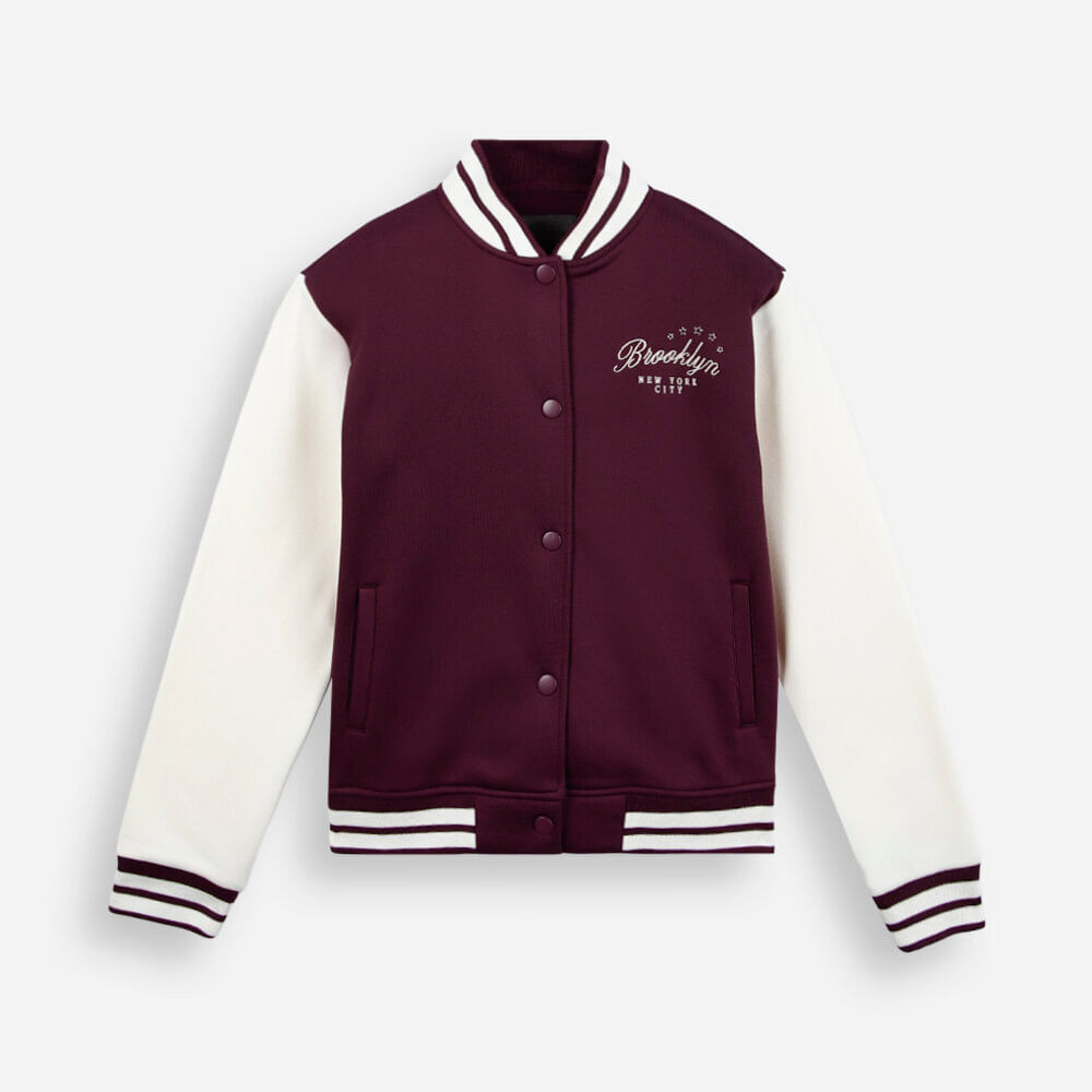 Jaqueta bomber juvenil oversized bicolor vinho Jaqueta bomber juvenil oversized bicolor vinho