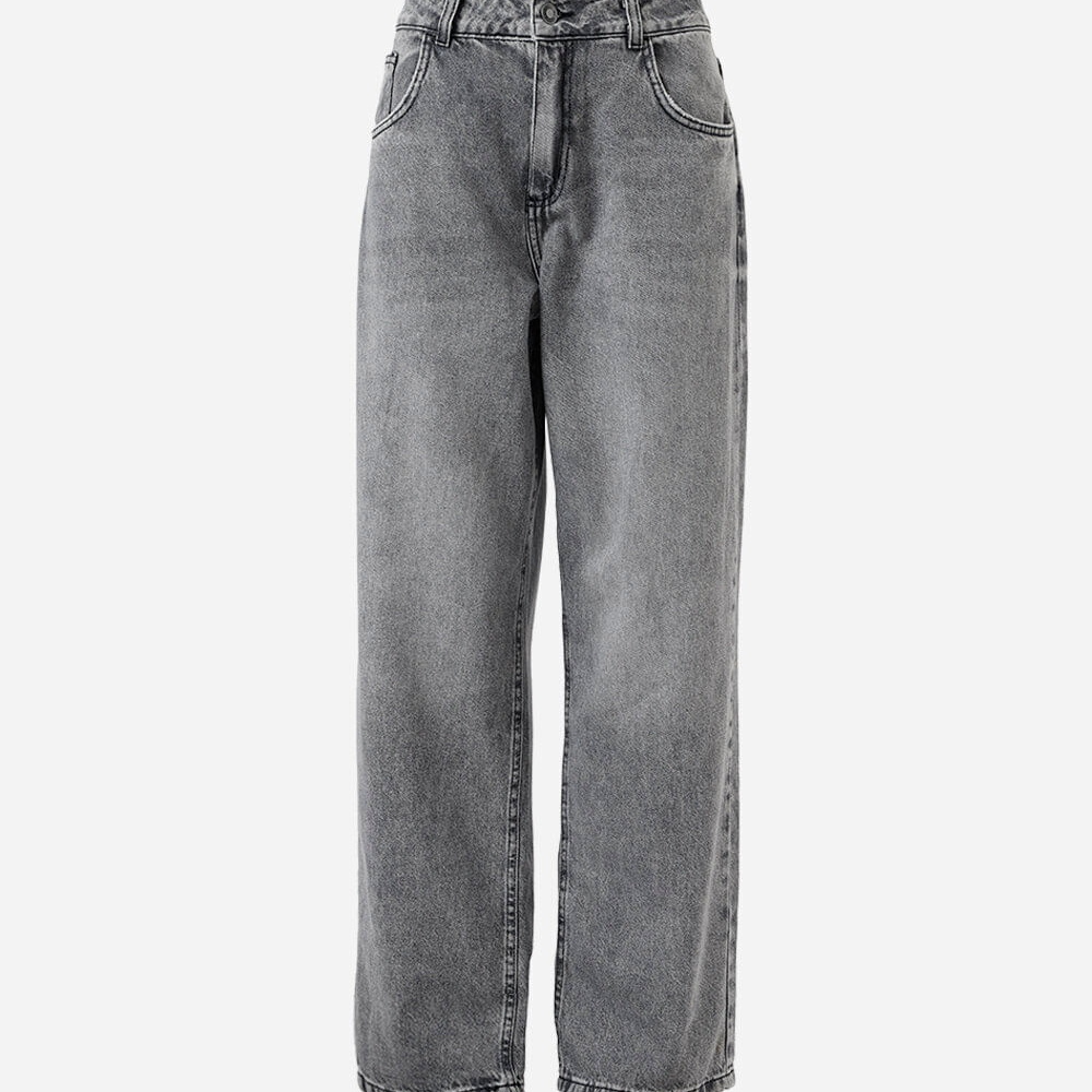 Calça juvenil wide leg jeans cinza