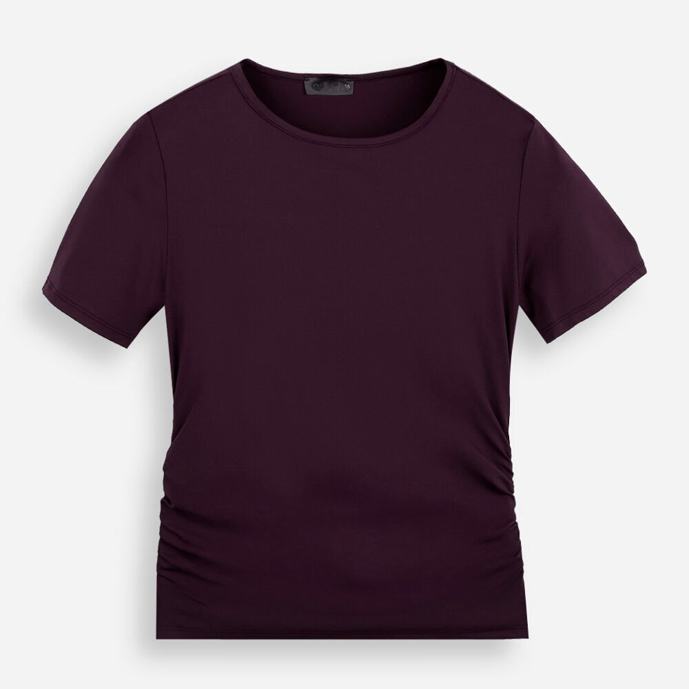 Camiseta juvenil malha franzido lateral vinho Camiseta juvenil malha franzido lateral vinho