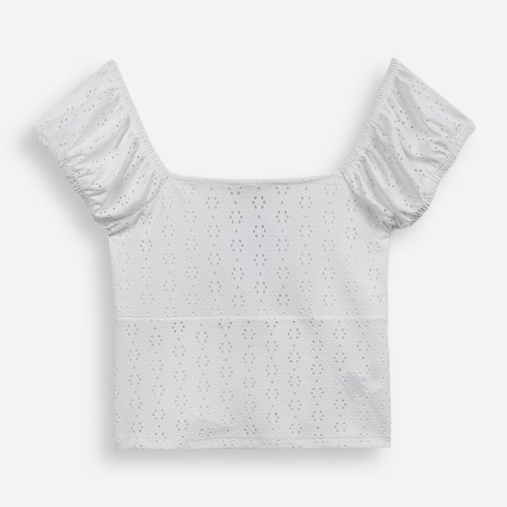 Blusa juvenil franzida laise off white