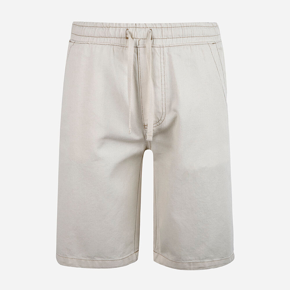 Bermuda juvenil de algodão com amarração off white