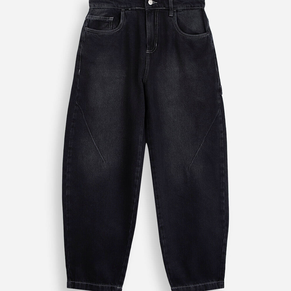 Calça balloon juvenil jeans preta