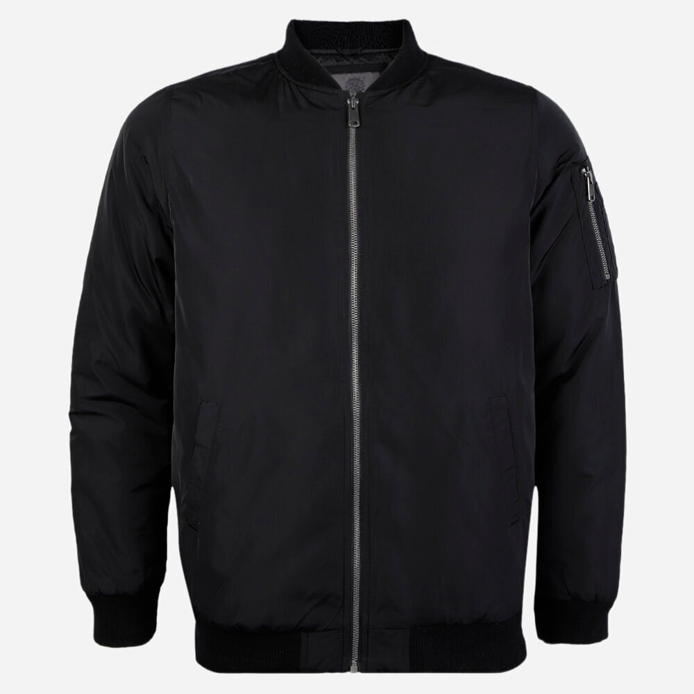 Jaqueta bomber juvenil bolso com zíper preta Jaqueta bomber juvenil bolso com zíper preta