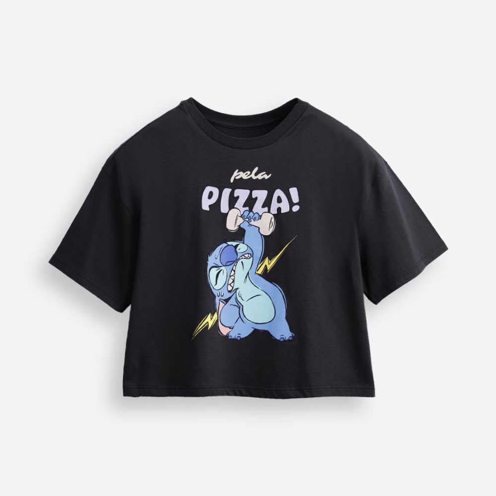 Camiseta juvenil oversized stitch cinza Camiseta juvenil oversized stitch cinza