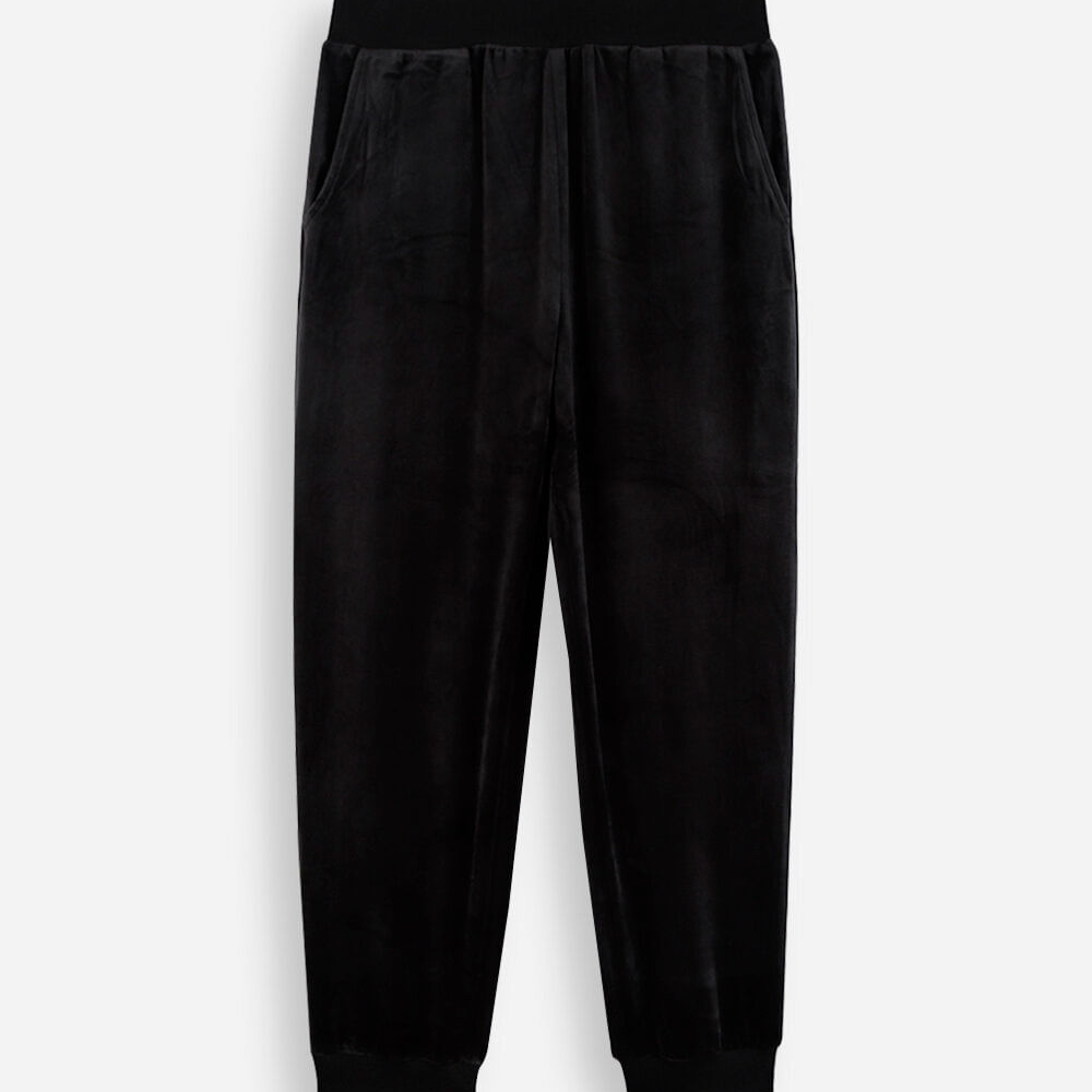 Calça juvenil jogger esportiva em plush preta Calça juvenil jogger esportiva em plush preta