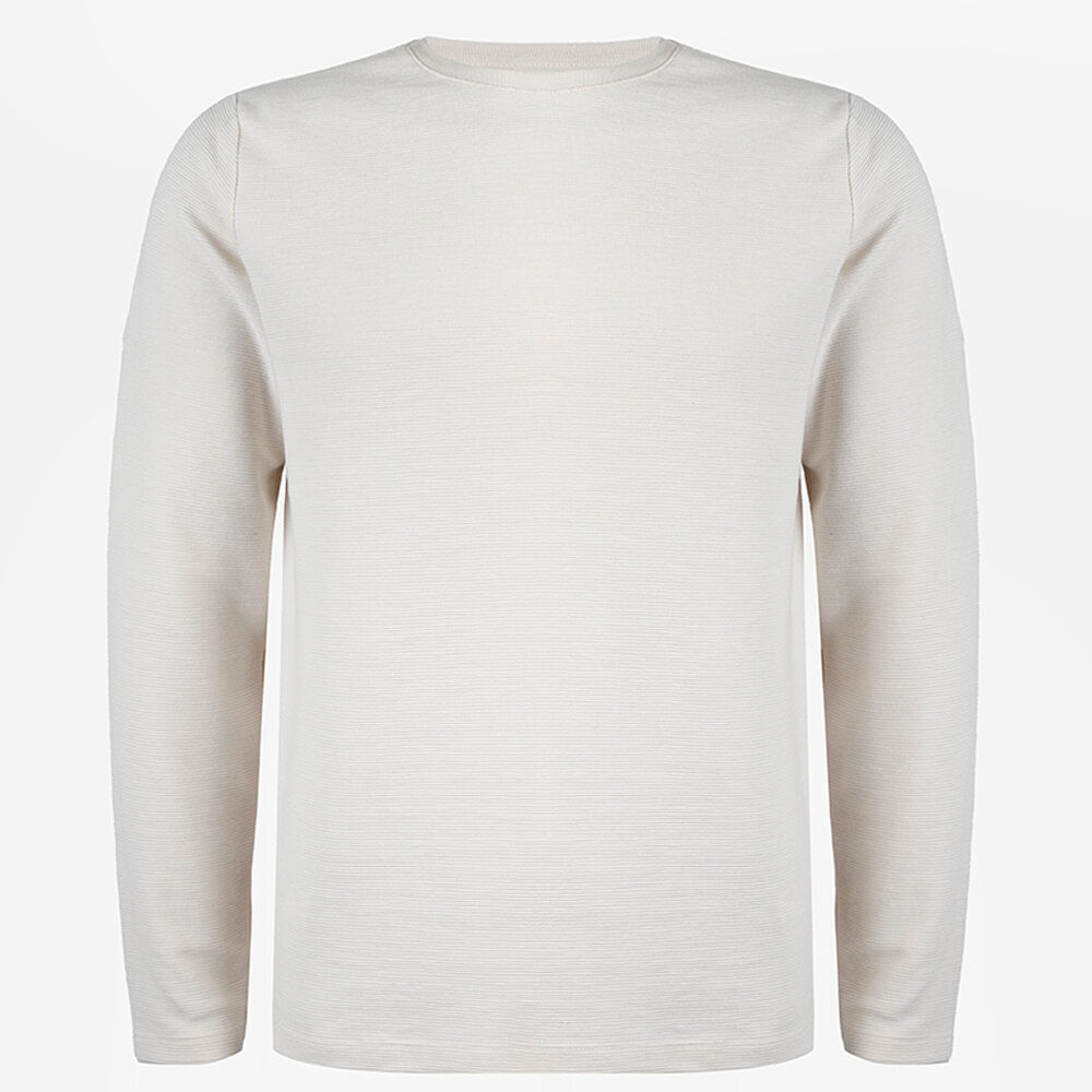 Blusa juvenil manga longa canelada bege
