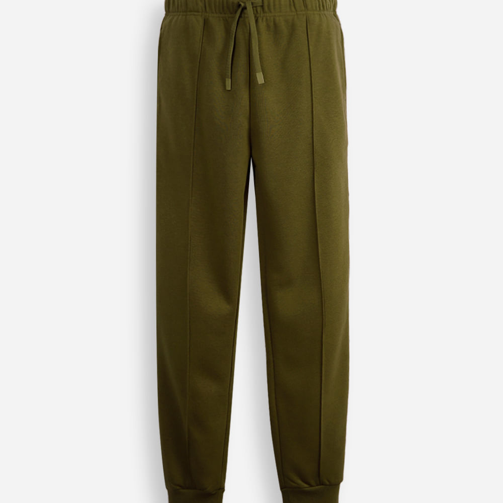 Calça jogger juvenil de moletom com nervura verde