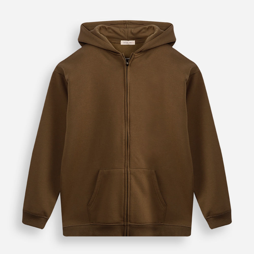 Jaqueta oversized juvenil de moletom com capuz e bolso verde Jaqueta oversized juvenil de moletom com capuz e bolso verde