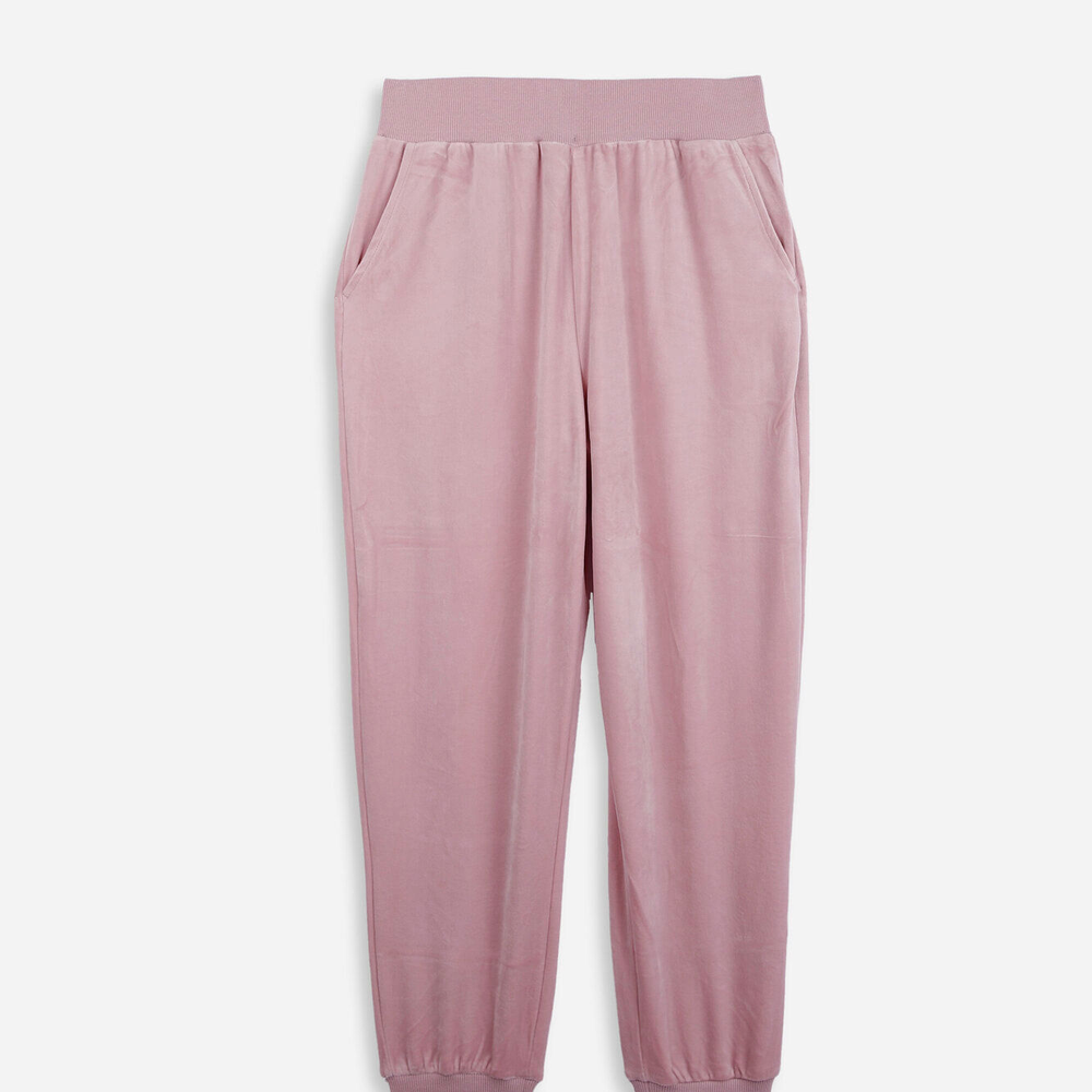 Calça juvenil jogger esportiva em plush rosa Calça juvenil jogger esportiva em plush rosa