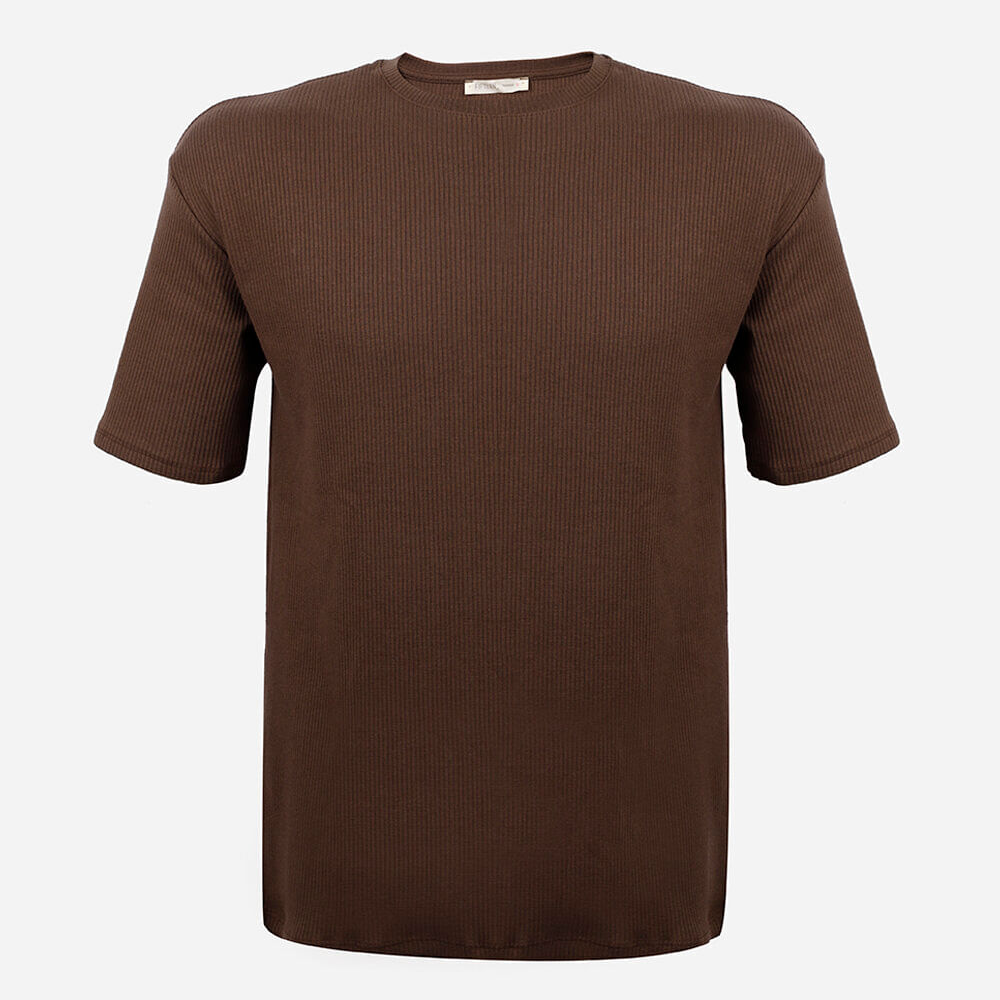 Camiseta juvenil de algodão texturizada marrom