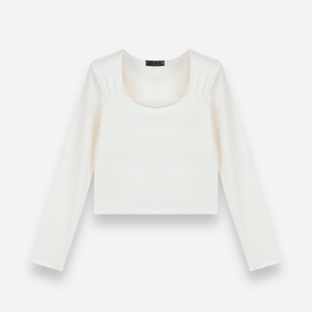 Blusa juvenil manga longa bege