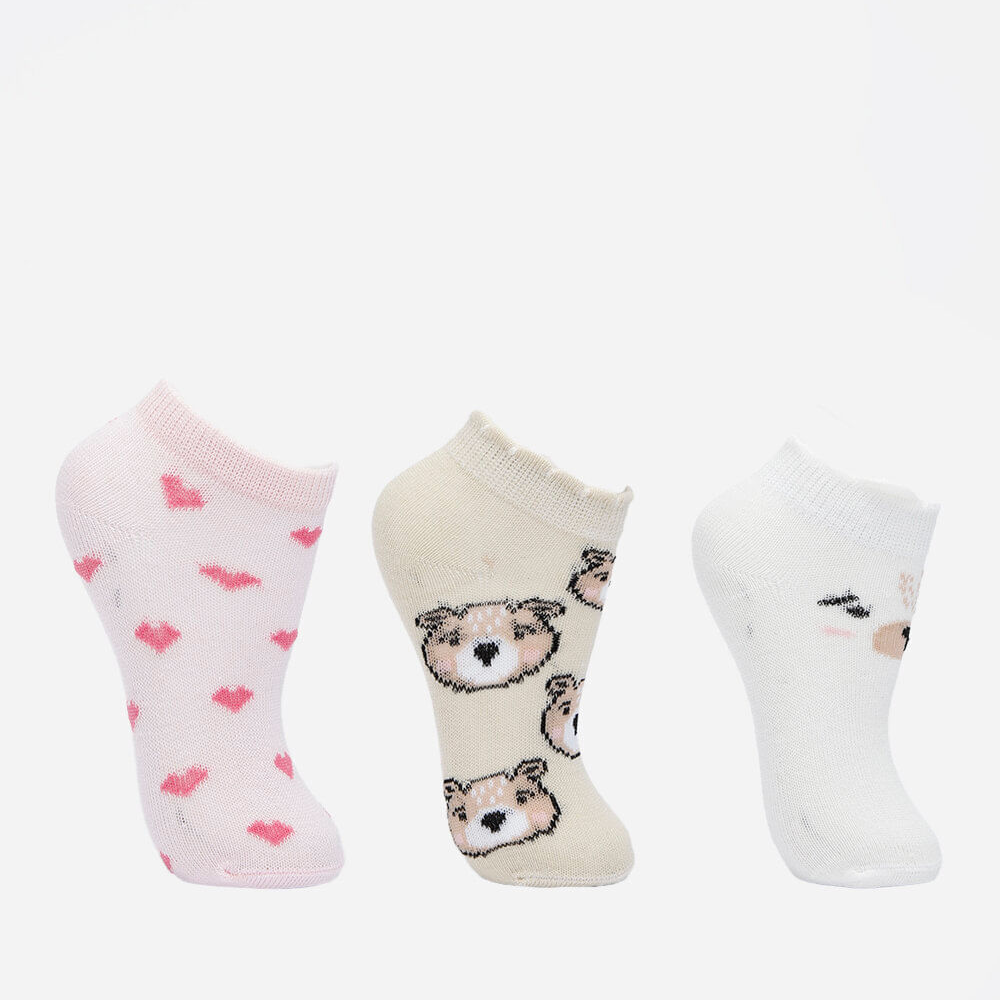 Kit de 3 meias infantis estampadas - multicor