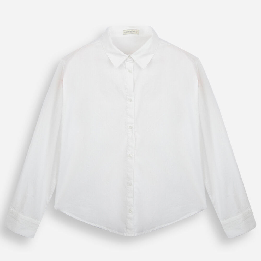 Camisa infantil de algodão manga longa off white