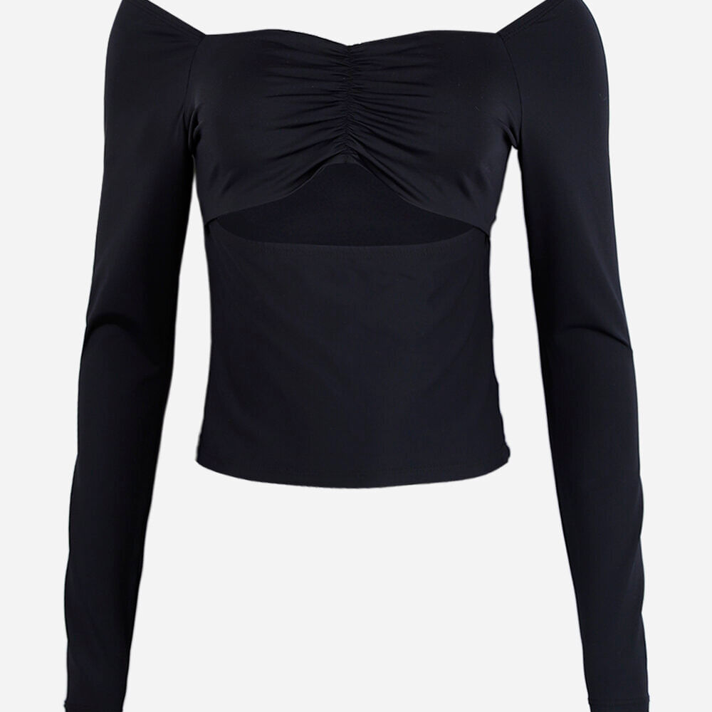 Cropped juvenil cut out manga longa preto Cropped juvenil cut out manga longa preto